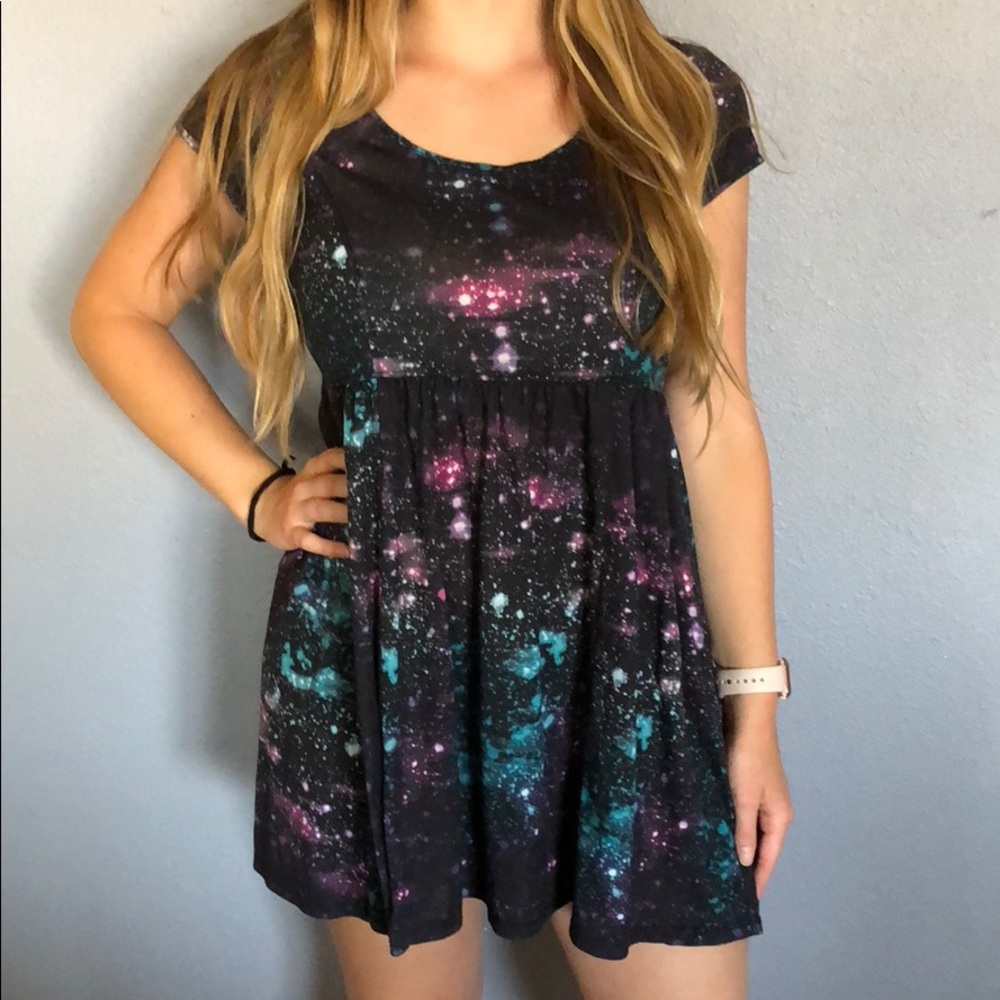 NWOT Black Galaxy Skater Dress